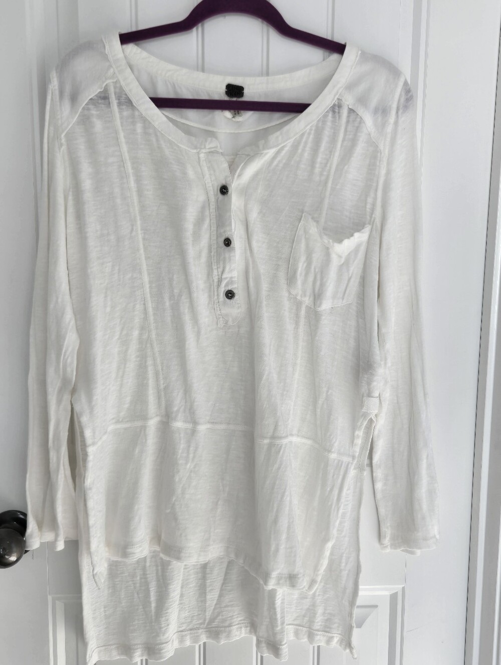 We The Free White Long-Sleeve Henley Tunic